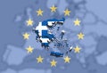Close up on Greece map on Euro Union and Europe background