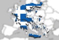 Close up on Greece map on Europe background