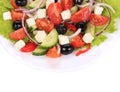 Close up of greek salad. Macro. Royalty Free Stock Photo