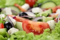 Close up Greek salad with tomatoes, Feta cheese and olives