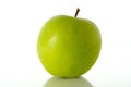 Close up green Apple granny smith isolated on white background with reflection Royalty Free Stock Photo