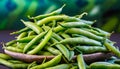 Close-up of green beans. Organic and tasty food