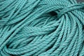 Close up of green blue turquoise rope used for fishing or sailing, Norway Royalty Free Stock Photo