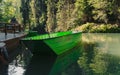 Green boat in The Kamnitz Gorge, Bohemian Switzerland,