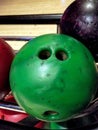 Close-up Of a Green Bowling Ball Royalty Free Stock Photo