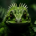 Close-Up Green Chameleon Texture - Front View Macro Zoom like National Geographic. Generative Ai illustration Royalty Free Stock Photo