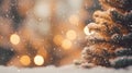 Close up green Christmas tree branches in snow background Royalty Free Stock Photo