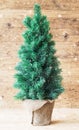 Vertical Christmas Tree, Wooden Background, Snowflakes