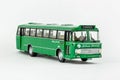 Close up of green classic vintage bus, scale model. Royalty Free Stock Photo