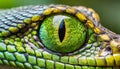 Close-up of green colored snake eye. Large snake. Zoo and animal concept Royalty Free Stock Photo