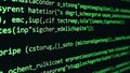 Close-up of Green Computer Code on a Dark Screen Display programming software Royalty Free Stock Photo
