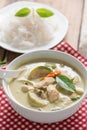 Close up, Green curry chicken with thai rice vermicelli , Thai c