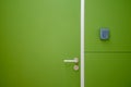 Close-up green door with coded door lock or code keypad on a soft green background and light for concept of Interior design Royalty Free Stock Photo