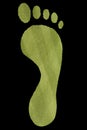 Close-up of green footprint over black background