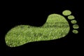 Close-up of green footprint over black background Royalty Free Stock Photo