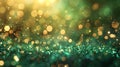 A close up of a green and gold glittery background, AI Royalty Free Stock Photo