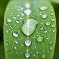 The background is blurred emphasizing the details of the leaf and water droplets Royalty Free Stock Photo