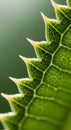 Close-up of a green leaf with a serrated edge, showcasing sharp, pointed teeth along Royalty Free Stock Photo
