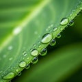 Background is blurred, enhancing the focus on the droplets and leaf Royalty Free Stock Photo