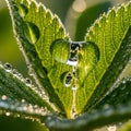 Is blurred, emphasizing the leaf and droplets in the foregroun Royalty Free Stock Photo