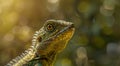 Close-up of a green lizard in natural sunlight Royalty Free Stock Photo