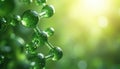 Close up of green molecule structure over bright background. Abstract 3D render of molecular structure. Represents concepts like Royalty Free Stock Photo