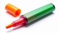 Close Up of Green Orange and Red Marker on White Background Royalty Free Stock Photo