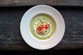Close up of green pea soup Royalty Free Stock Photo