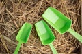 Close up green plastic shovel Royalty Free Stock Photo