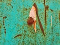 Close up of green rusty metal wall Royalty Free Stock Photo