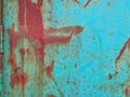 Close up of green rusty metal wall Royalty Free Stock Photo