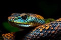 close up of a green snake. Generative AI