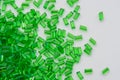 Close up of green transparent polymer resin