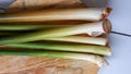 Close up of green vegetables on a cutting board Royalty Free Stock Photo