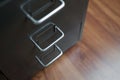 Close up of grey drawer. Royalty Free Stock Photo