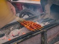 Close up Grill Lamb street food in Fenghuang ancient town.phoenix ancient town or Fenghuang County is a county of Hunan Province Royalty Free Stock Photo