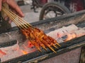 Close up Grill Lamb street food in Fenghuang ancient town.phoenix ancient town or Fenghuang County is a county of Hunan Province Royalty Free Stock Photo