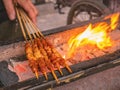 Close up Grill Lamb street food in Fenghuang ancient town.phoenix ancient town or Fenghuang County is a county of Hunan Province Royalty Free Stock Photo