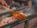 Close up Grill Lamb street food in Fenghuang ancient town.phoenix ancient town or Fenghuang County is a county of Hunan Province Royalty Free Stock Photo