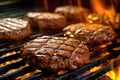 Grilled Beef Hamburger Patties on a grill