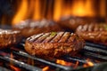 Grilled Beef Hamburger Patties on a grill