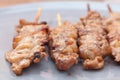 Close up of grilled pork skewer chop Royalty Free Stock Photo