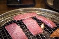 Close up of grilled slice freshness marbled of Japanese Kobe Matsusaka beef