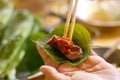 Close up of grilling meat on stove serve with vegetable in korean barbeque style in restaurants. Ketogenic diet, Royalty Free Stock Photo