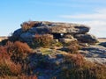 Close up of a Curbar Edge gritstone rock formation Royalty Free Stock Photo