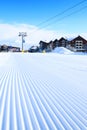 Groomed snow at Bansko ski slope, Bulgaria Royalty Free Stock Photo