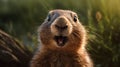 Close up of a groundhog. Generative AI