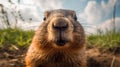 Close up of a groundhog. Generative AI