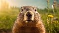 Close up of a groundhog. Generative AI