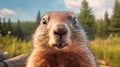 Close up of a groundhog. Generative AI